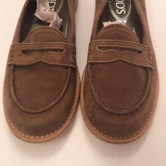 Tods Brown Suede Penny Loafers - Picture 6 of 8